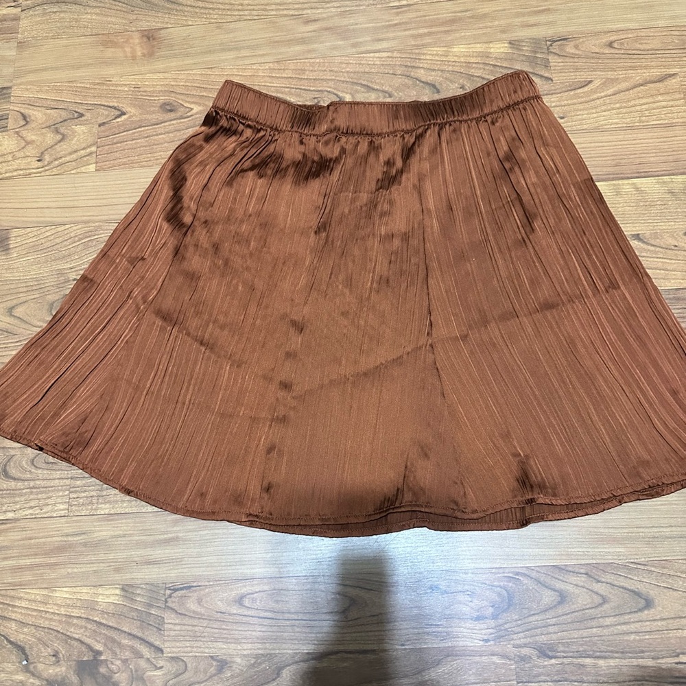 NWT LOFT Brown Pleated A-Line Mini Skirt